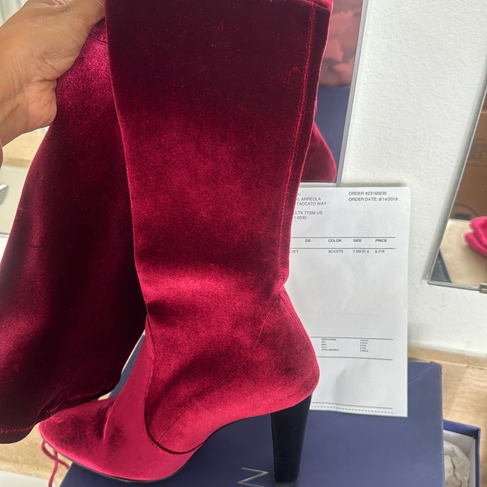 Red ruby velvet boots